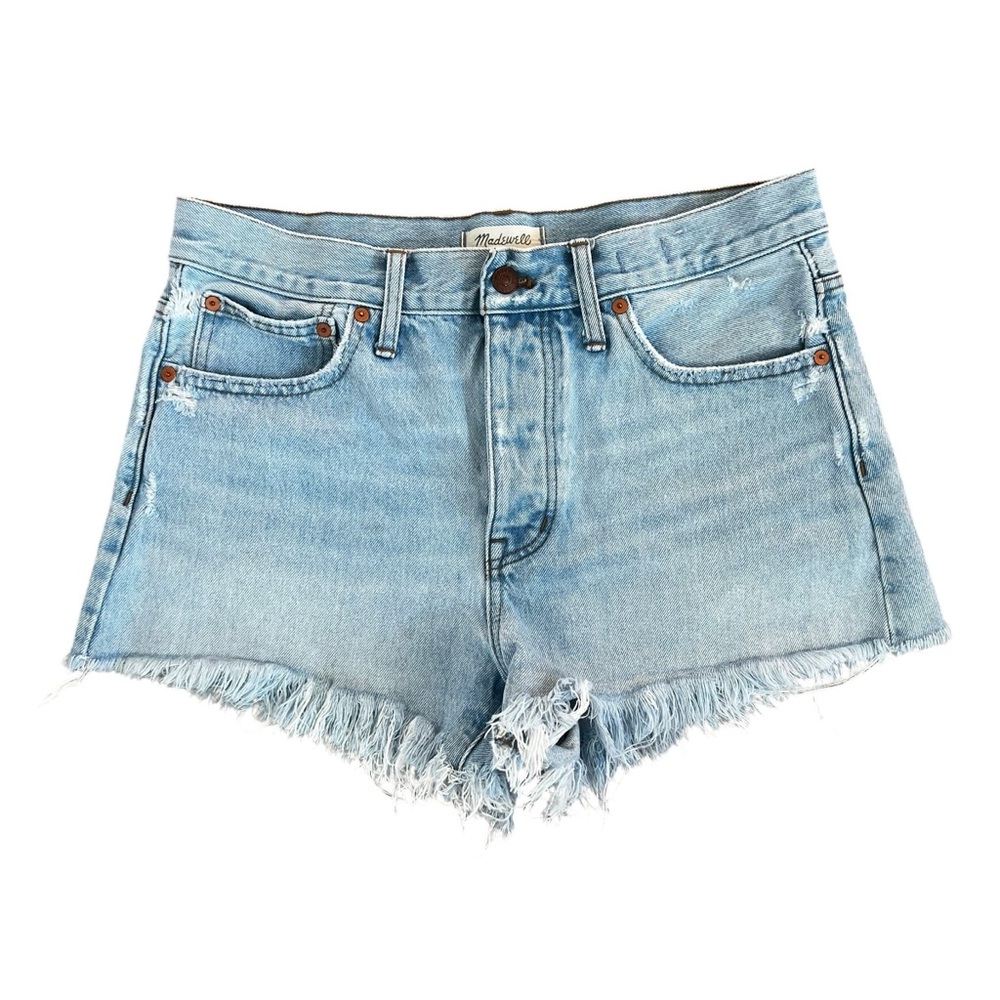 Madewell Relaxed Denim Shorts in Dunwoody Wash Raw Hem Size 28